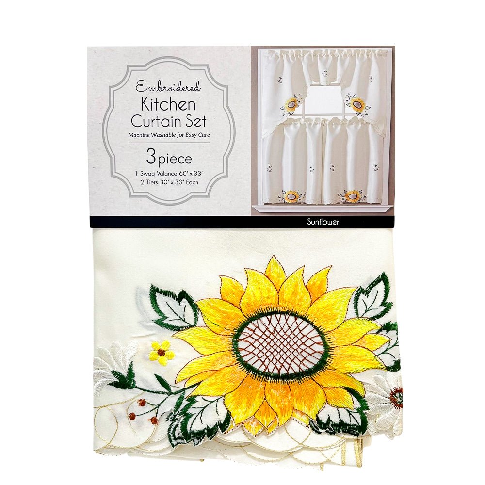 Cortina de Cocina RT Designer / Poppy Bordada / Sunflower 3 Piezas - RT Designer - Titan.com.pa - 196210044627