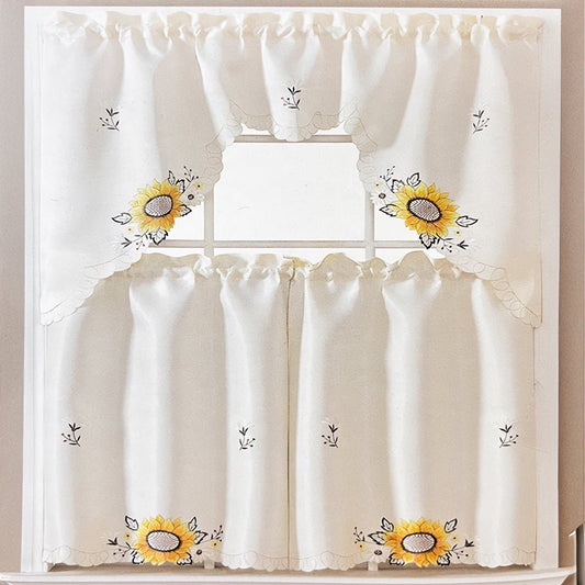 Cortina de Cocina RT Designer / Poppy Bordada / Sunflower 3 Piezas - RT Designer - Titan.com.pa - 196210044627