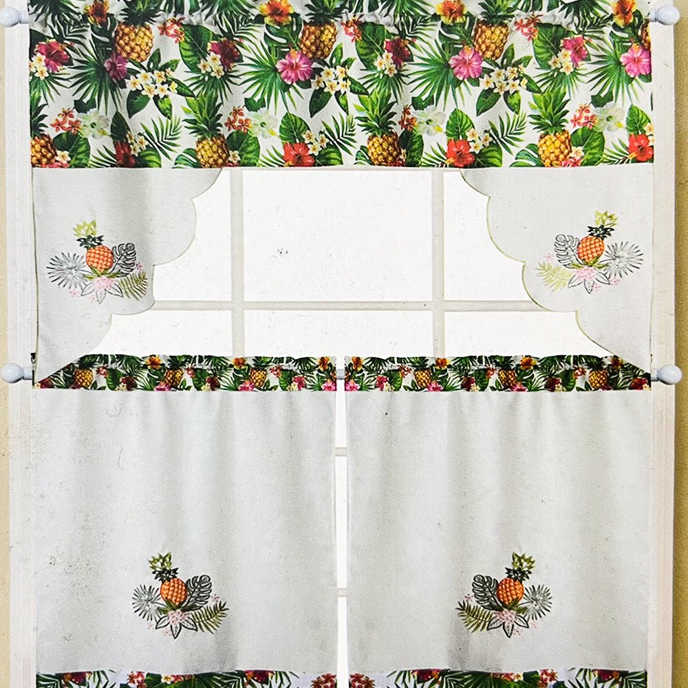 Cortina de Cocina RT Designer / Urban / Bordada Tropical – 3 Piezas - RT Designer - Titan.com.pa - 196210044689