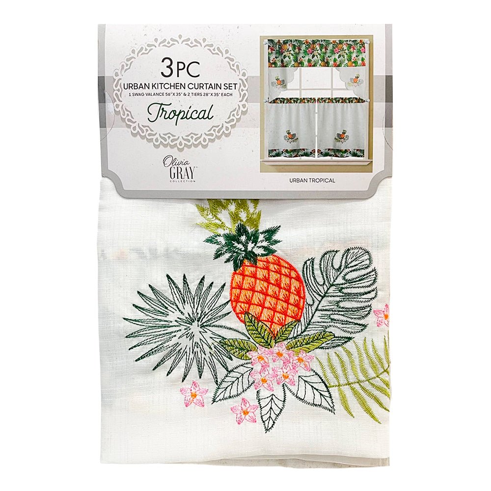 Cortina de Cocina RT Designer / Urban / Bordada Tropical – 3 Piezas - RT Designer - Titan.com.pa - 196210044689