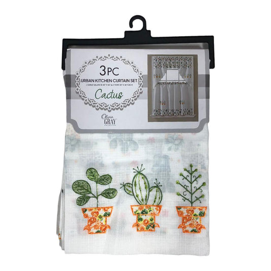 Cortina de Cocina Urban Rt Designer Cactus Set de 3 Piezas