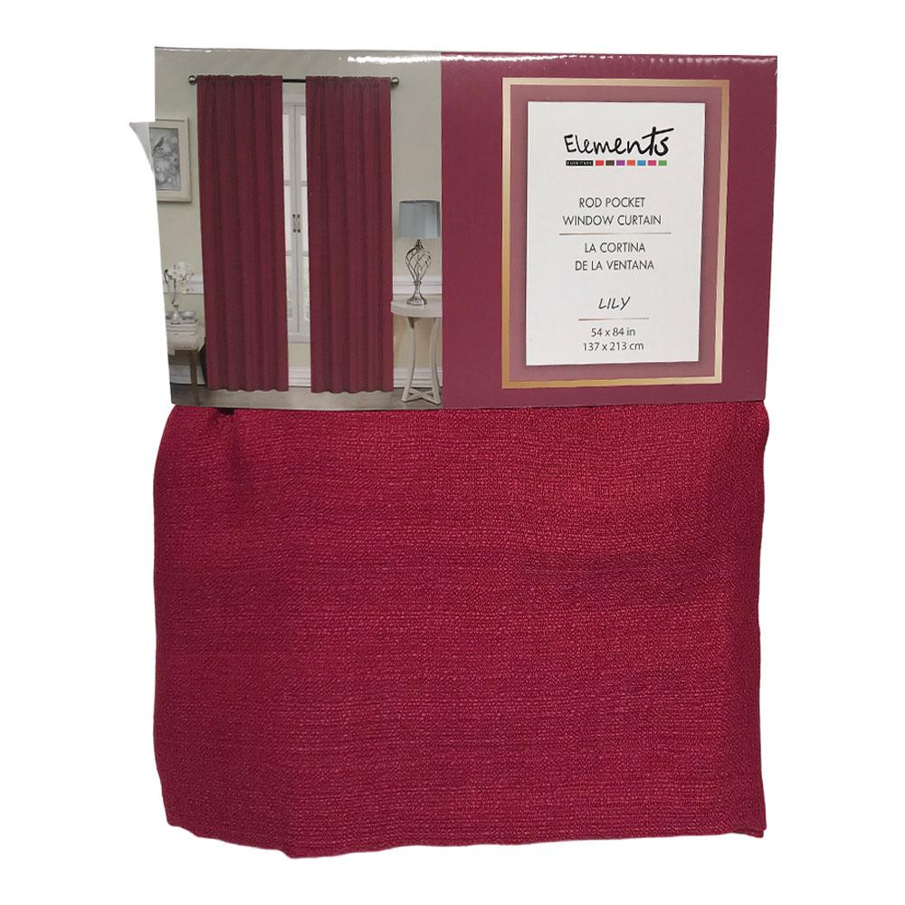 Cortina Elements Furniture Lily Con Rod Pocket 54" x 84" - Rojo Oscuro