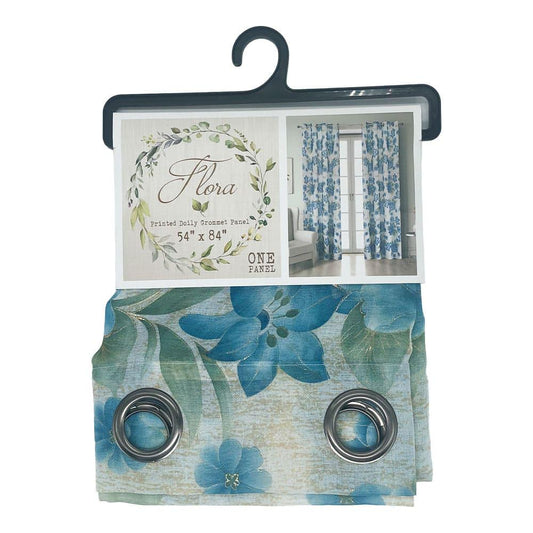 Cortina Flora Rt Designer Estampada Con Aros 54" x 84" - Azul