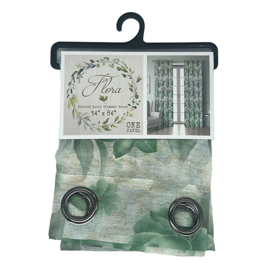 Cortina Flora Rt Designer Estampada Con Aros 54" x 84" - Lima Oscuro