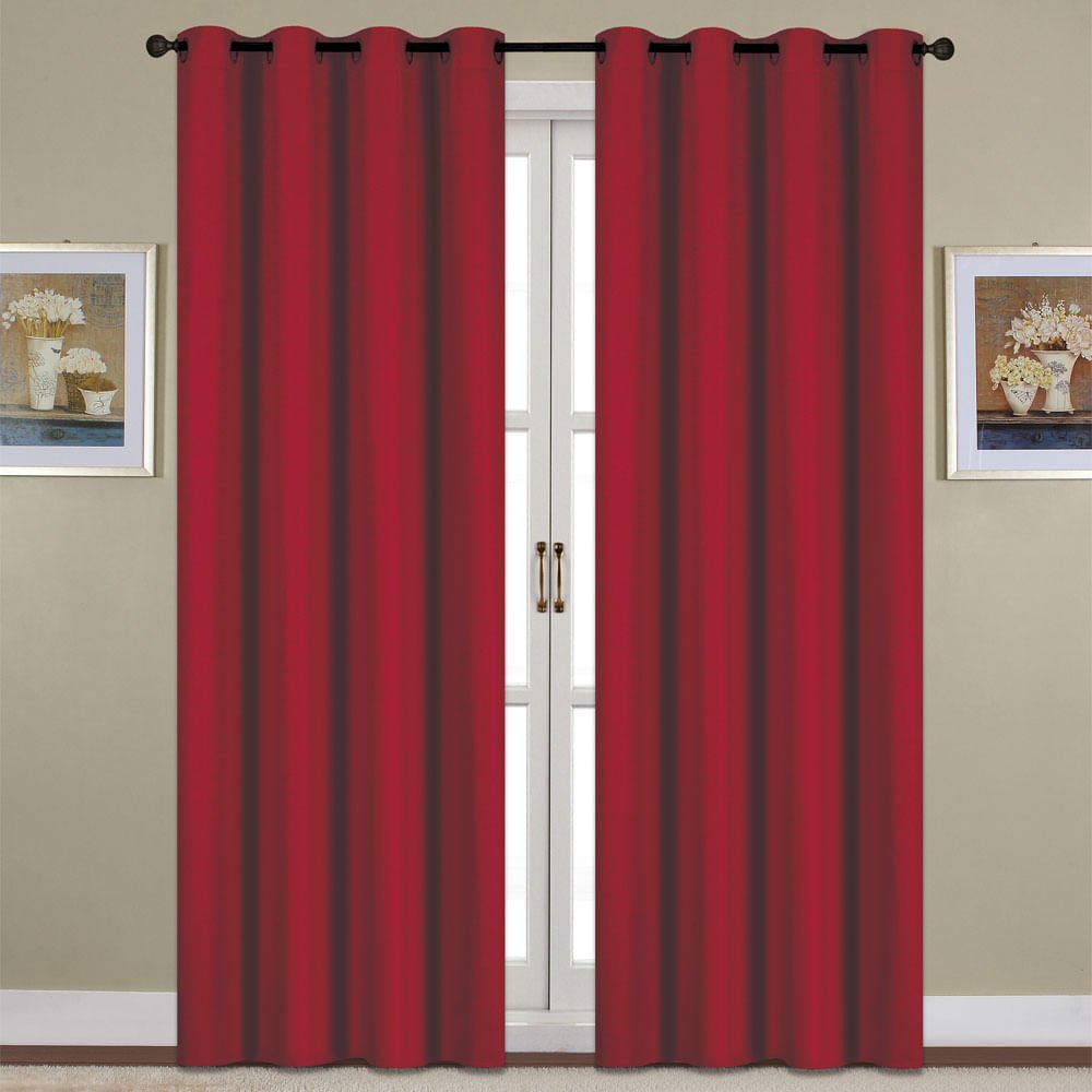 Cortina Home Accents Florence Blackout Con Aros 54" x 90" - Rojo oscuro