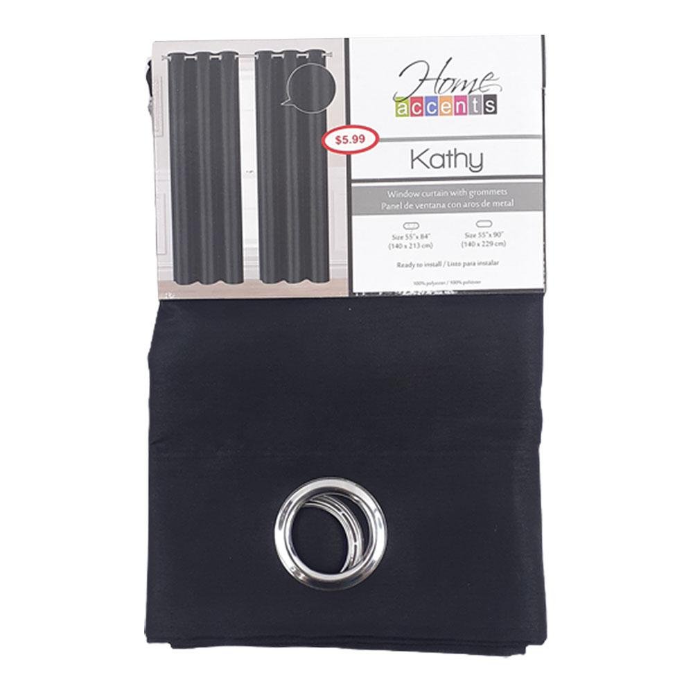 Cortina Home Accents Kathy Con Aros 55" x 84" - Negro