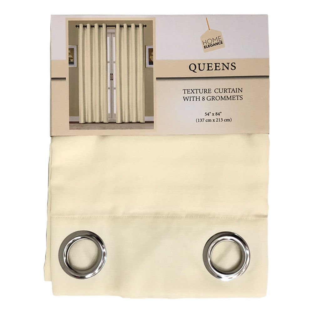 Cortina Home Elegance Queens Con Aros 54" x 84" - Beige