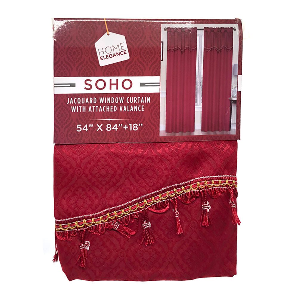 Cortina Home Elegance Soho Con Cenefa 54" x 84" - Rojo oscuro