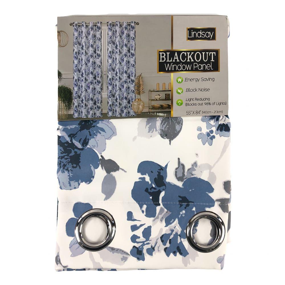 Cortina Lindsay Blackout Con Aros Sally Textile de 55" x 84" - Azul Marino