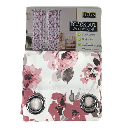 Cortina Lindsay Blackout Con Aros Sally Textile de 55" x 84" - Coral Claro