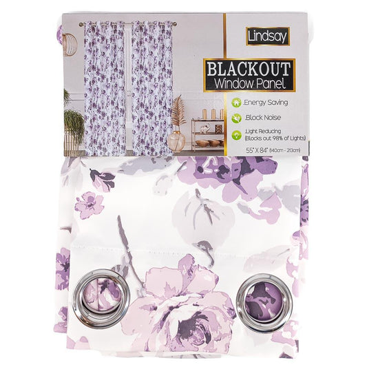 Cortina Lindsay Blackout Con Aros Sally Textile de 55" x 84" - Morado Claro