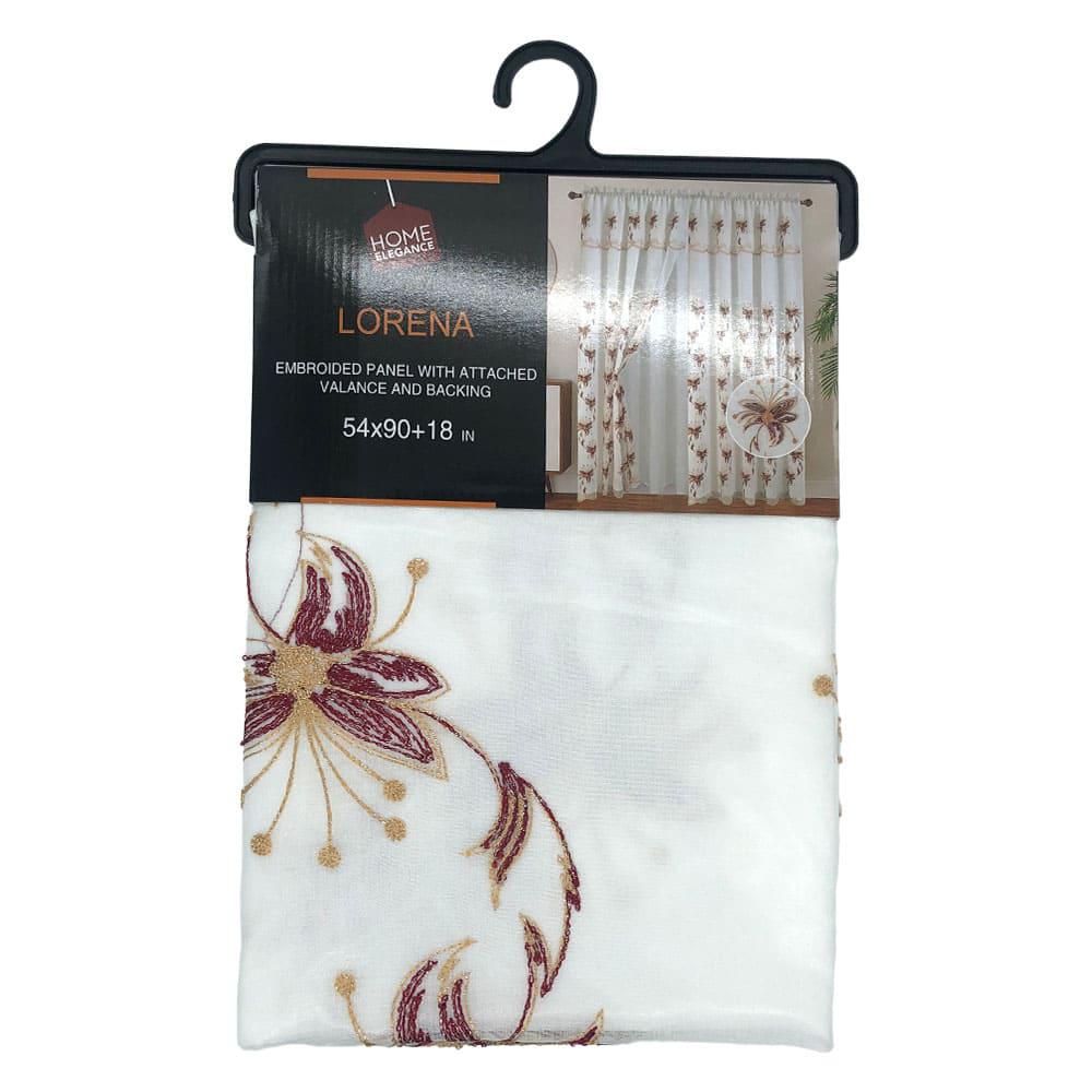 Cortina Lorena Home Elegance Con Cenefa 54" x 90" - Rojo Oscuro