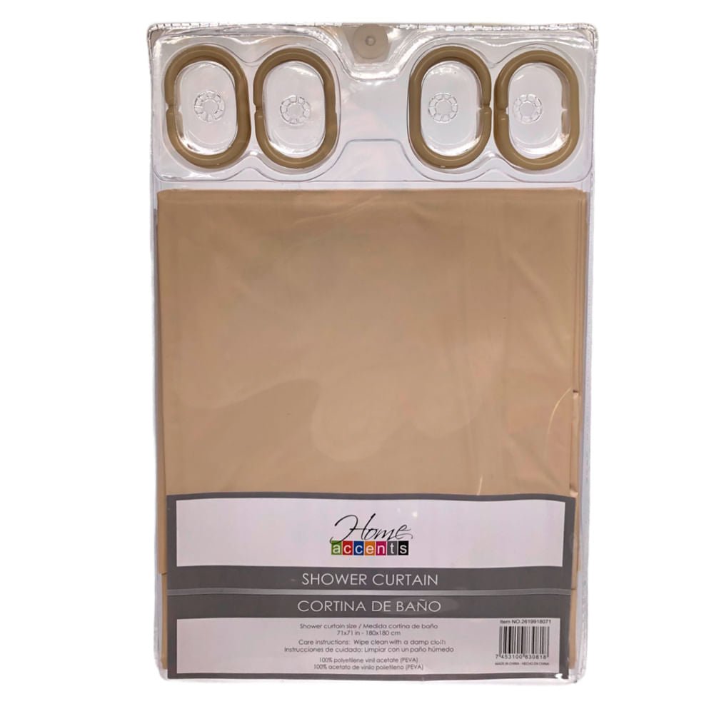 Cortina Para Baño Home Accents 71" x 71" - Beige Oscuro