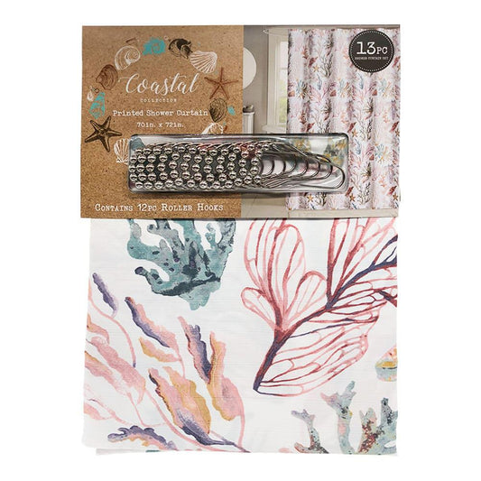Cortina Para Baño Rt Designer Coastal Mystic de Tela 13 Piezas