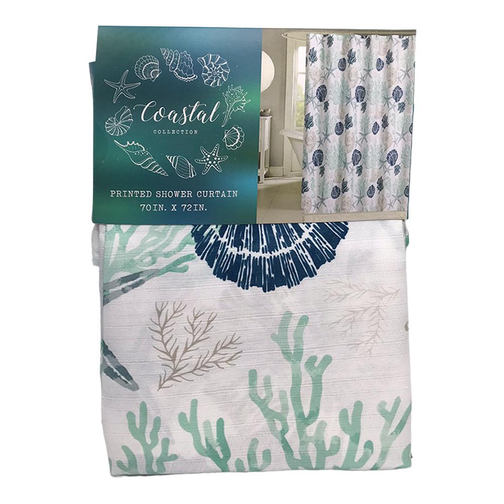 Cortina Para Baño Rt Designer Costal Shells De Tela 70" X 72"