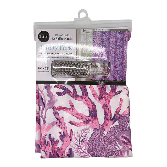 Cortina Para Baño Rt Designer Estampada de Tela 13 Piezas