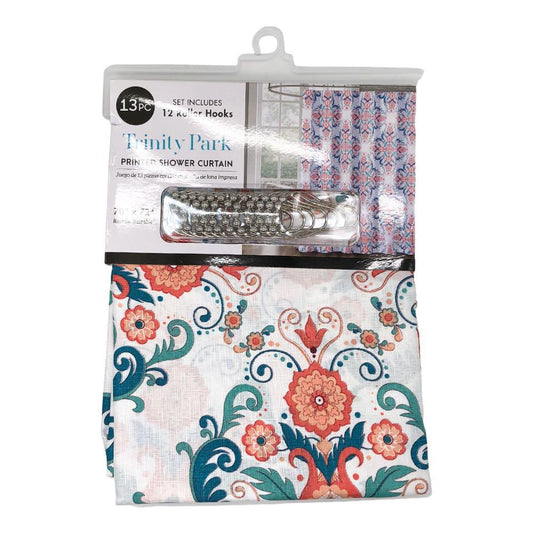 Cortina Para Baño Rt Designer Estampada de Tela 13 Piezas