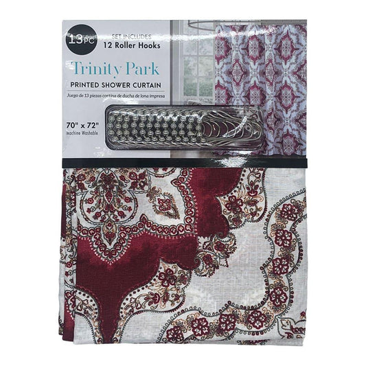 Cortina Para Baño Rt Designer Trinity Park de Tela 13 Piezas
