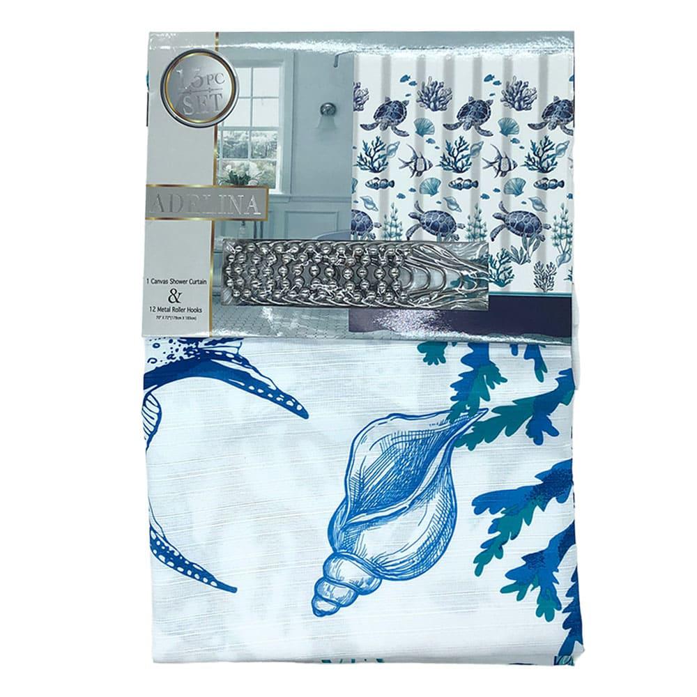 Cortina Para Baño Sally Textile Adelina de Tela Con Aros 13 Piezas 70" x 72"