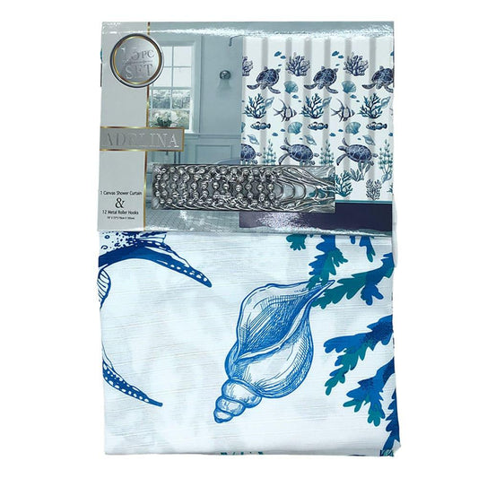 Cortina Para Baño Sally Textile Adelina de Tela Con Aros 13 Piezas 70" x 72"
