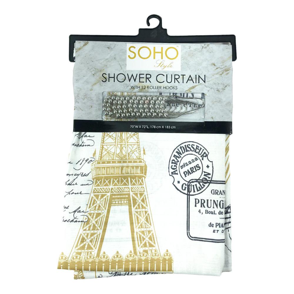 Cortina Para Baño Soho Style de Tela Estampada 13 Piezas