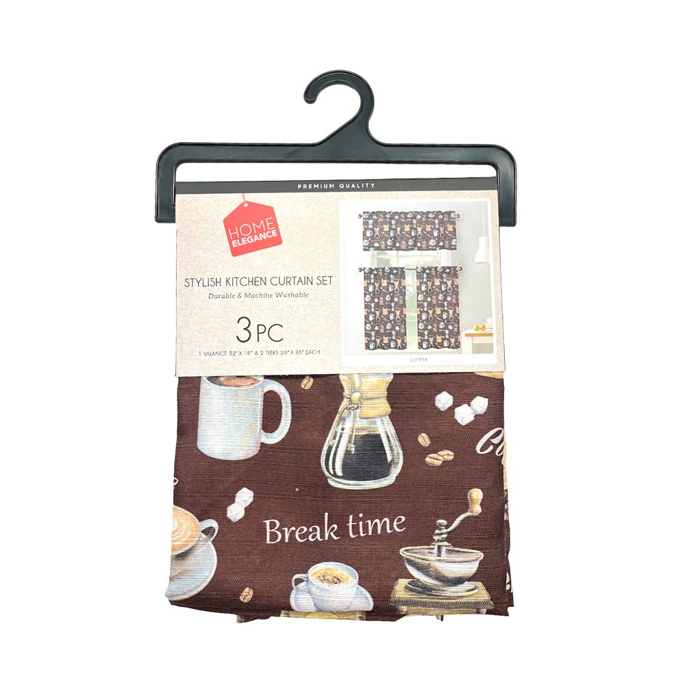Cortina Para Cocina Coffee Home Elegance de 3 Piezas - Estampada - Home Elegance - Titan.com.pa - 2100000224630