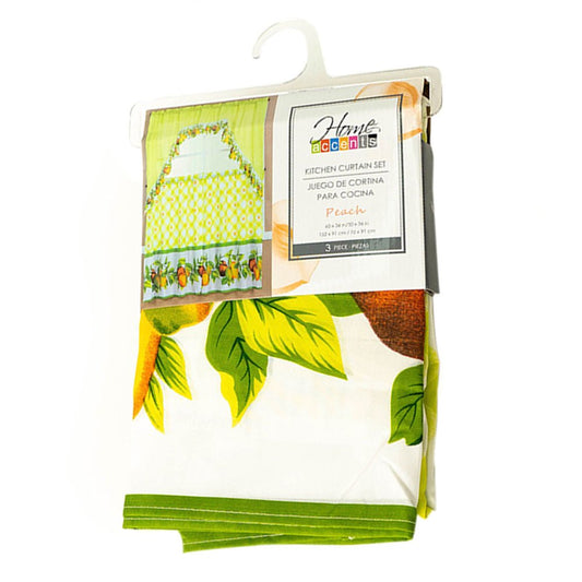 Cortina Para Cocina Estampado Durazno 3 Piezas
