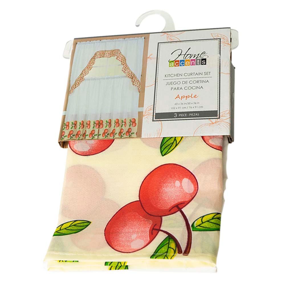 Cortina Para Cocina Estampado Manzana 3 Piezas
