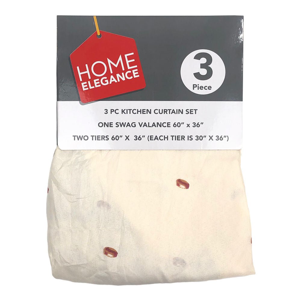 Cortina Para Cocina Home Elegance Latte 3 Piezas - Chocolate