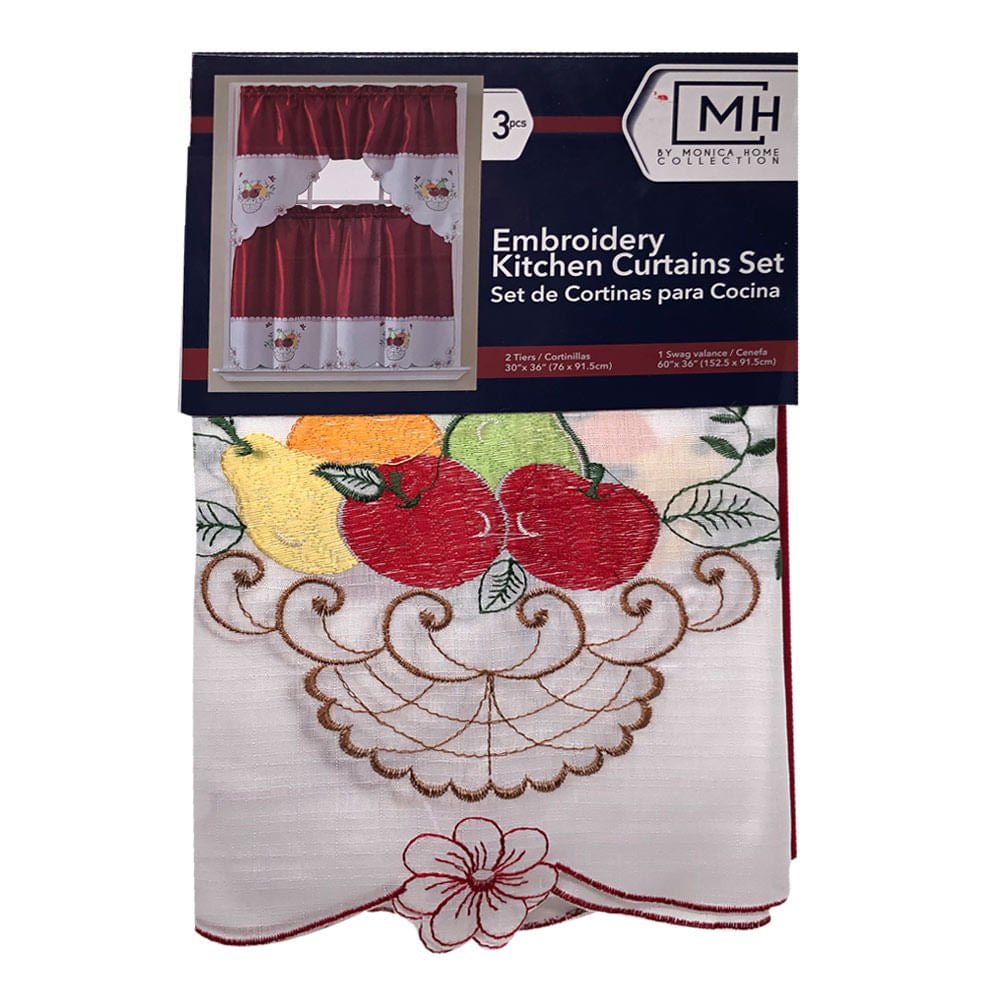 Cortina Para Cocina Monica Home 3 Piezas