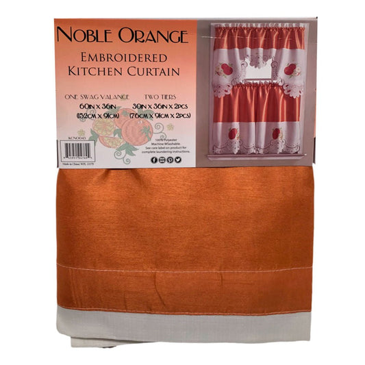 Cortina Para Cocina Rt Designer Noble Orange 3 Piezas