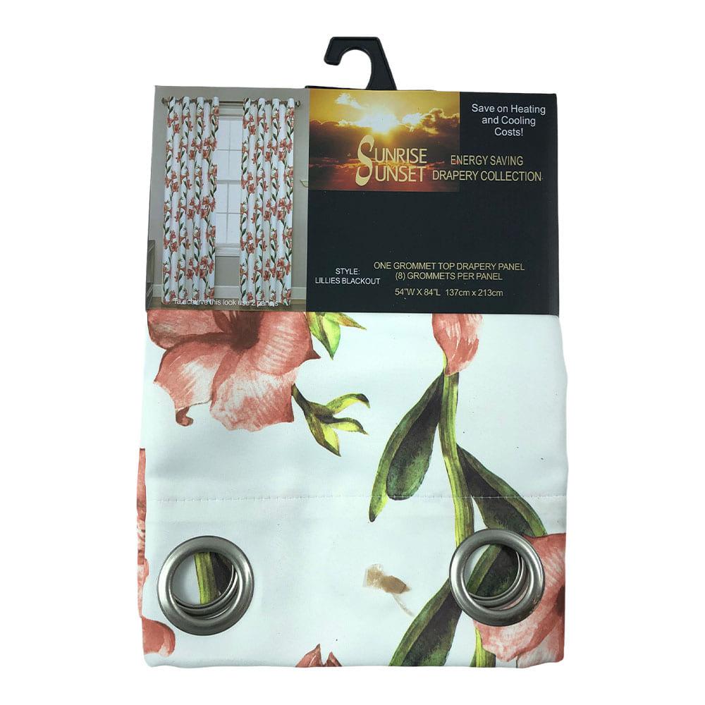 Cortina Popular Bath Lillies Blackout Con Aros de 54" x 84" - Coral