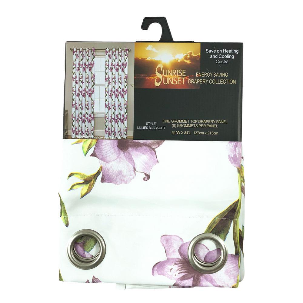 Cortina Popular Bath Lillies Blackout Con Aros de 54" x 84" - Lila