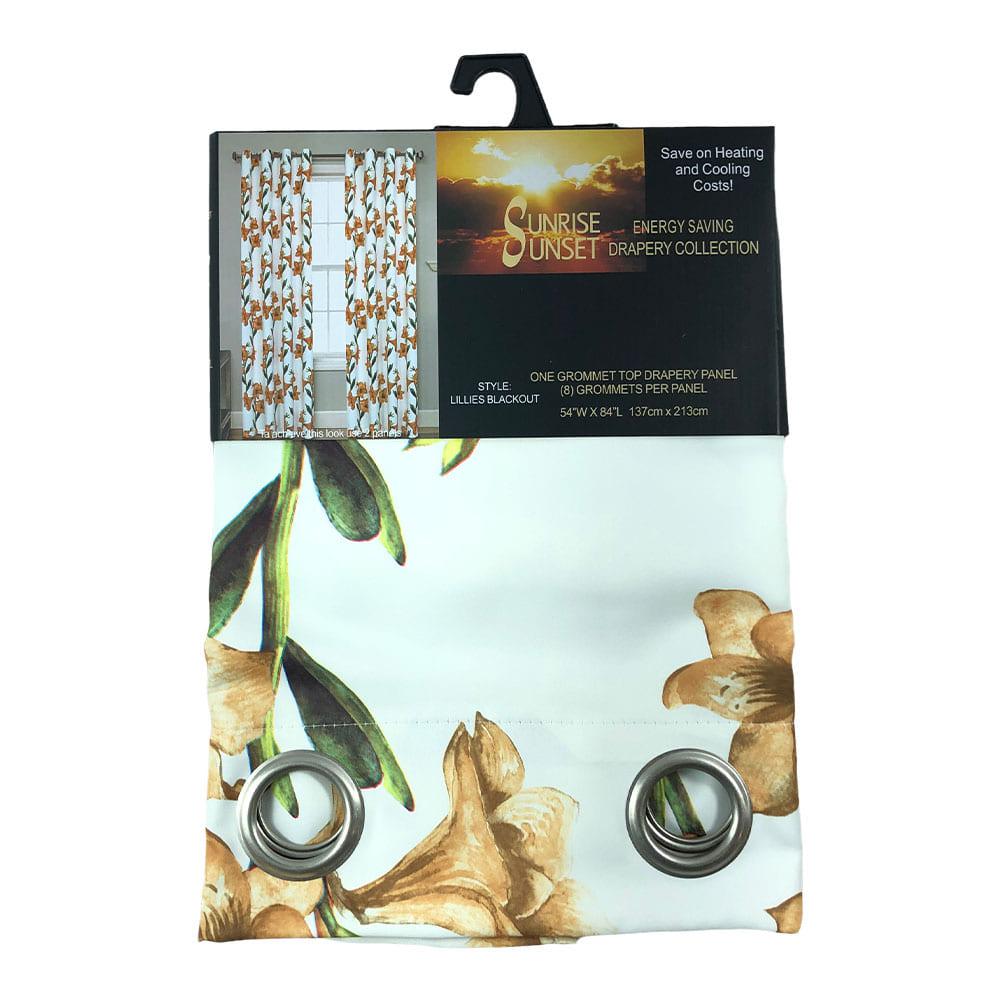 Cortina Popular Bath Lillies Blackout Con Aros de 54" x 84" - Mostaza