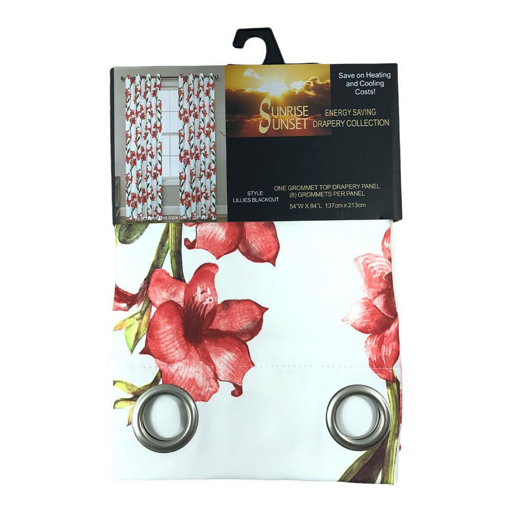 Cortina Popular Bath Lillies Blackout Con Aros de 54" x 84" - Rojo