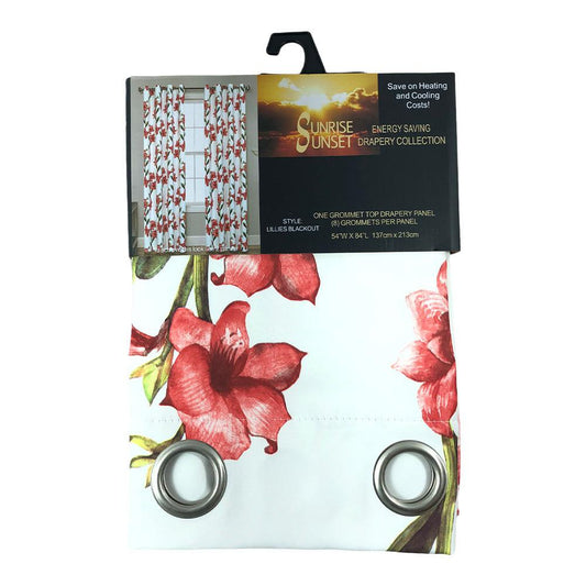 Cortina Popular Bath Lillies Blackout Con Aros de 54" x 84" - Rojo