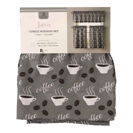 Cortina Regal Home Para Cocina Java 60" x 36" - Gris Oscuro