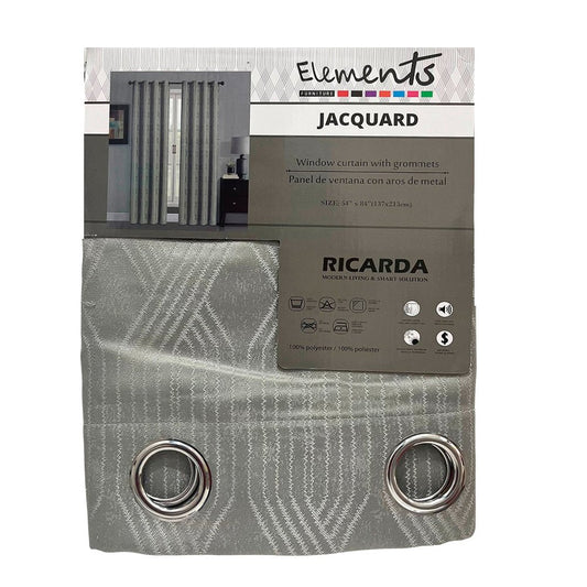 Cortina Ricarda Elements - Grey - Jacquard 54 x 84" con Aros - Elements - Titan.com.pa - 2100000715954