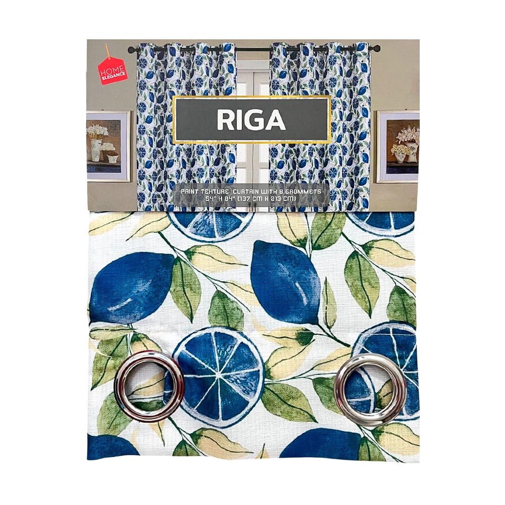 Cortina Riga Home Elegance / Azul con Aros – 54" x 84" - Home Elegance - Titan.com.pa - 2100000642243