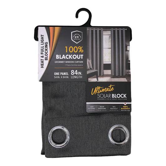 Cortina Rt Designer Apollo Blackout Con Aros de 54" x 84" - Gris Oscuro