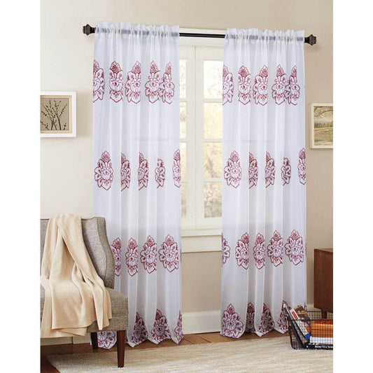 Cortina Rt Designer Bergen Con Rod Pocket 54" x 84" - Rojo oscuro