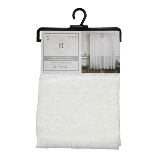 Cortina Rt Designer Bristol Bordada 54" x 90" - Blanco