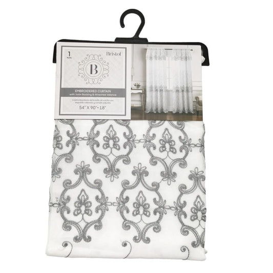 Cortina Rt Designer Bristol Bordada 54" x 90" - Plateado