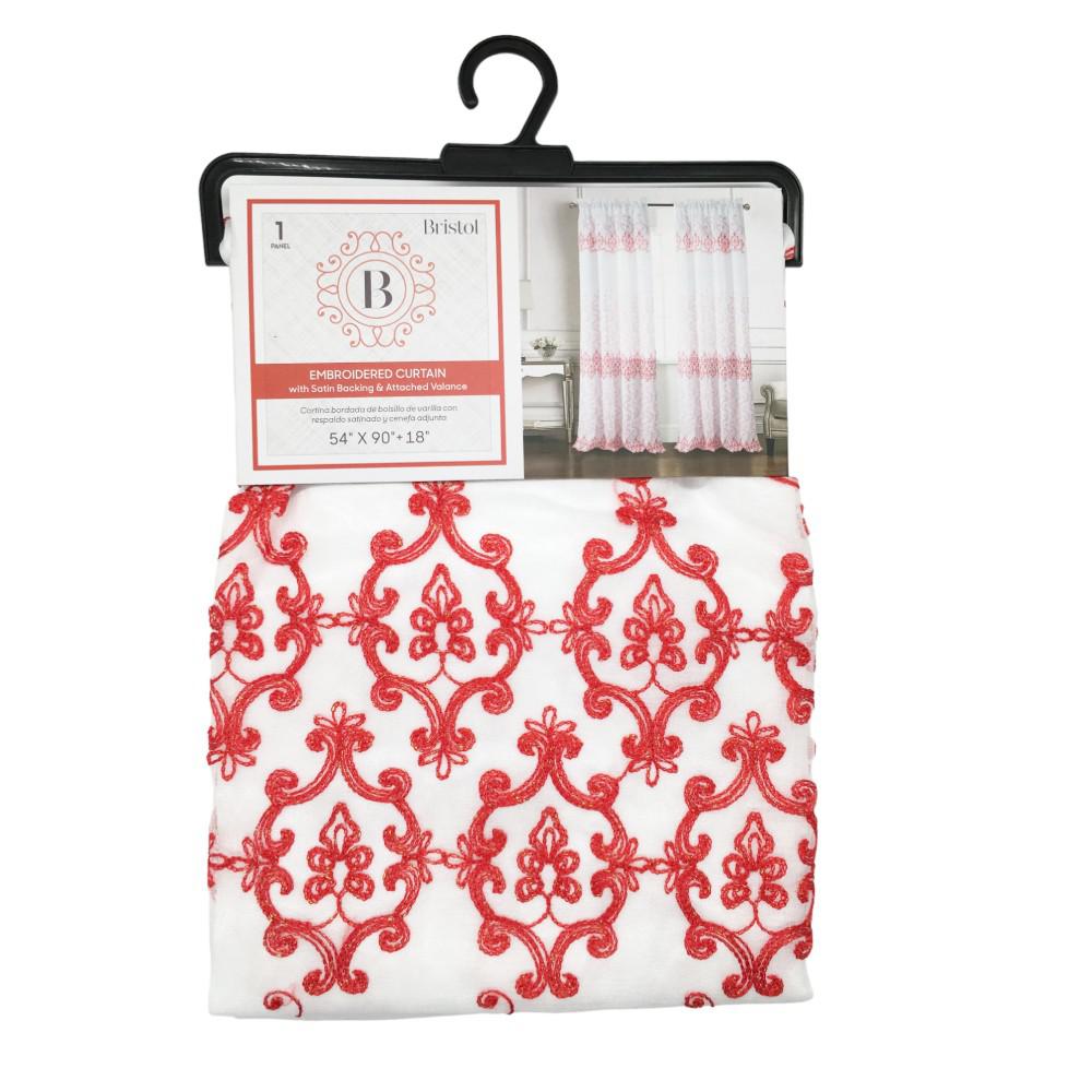 Cortina Rt Designer Bristol Bordada 54" x 90" - Rojo