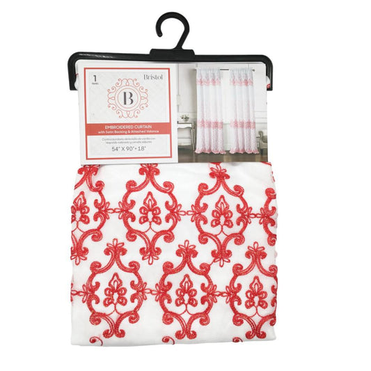 Cortina Rt Designer Bristol Bordada 54" x 90" - Rojo