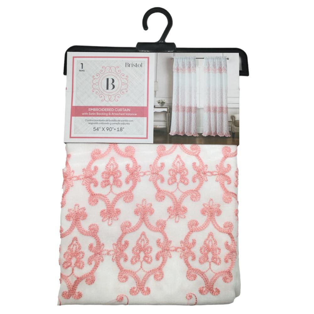 Cortina Rt Designer Bristol Bordada 54" x 90" - Rosa
