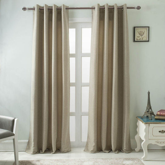 Cortina Rt Designer Burma Blackout Con Aros 54" x 84" - Beige Oscuro