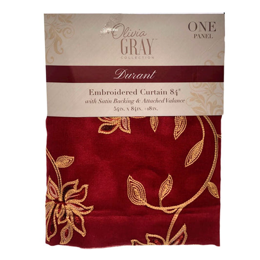 Cortina Rt Designer Durant Bordada 54" x 84" - Rojo oscuro