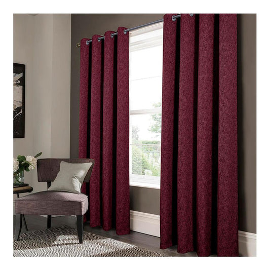 Cortina Rt Designer Jordan Blackout Con Aros 52" x 90" - Rojo Oscuro