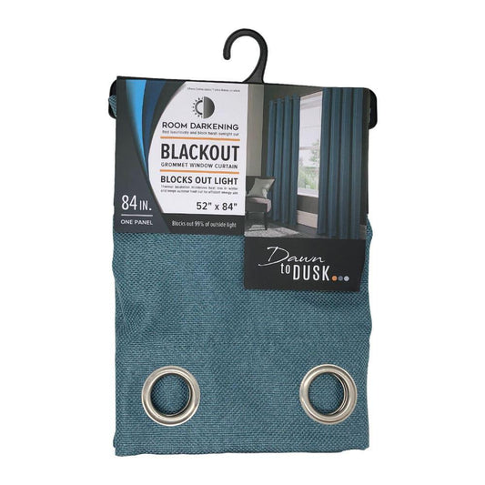 Cortina Rt Designer Lucas Blackout Con Aros de 52" x 84" - Aguamarina Oscuro